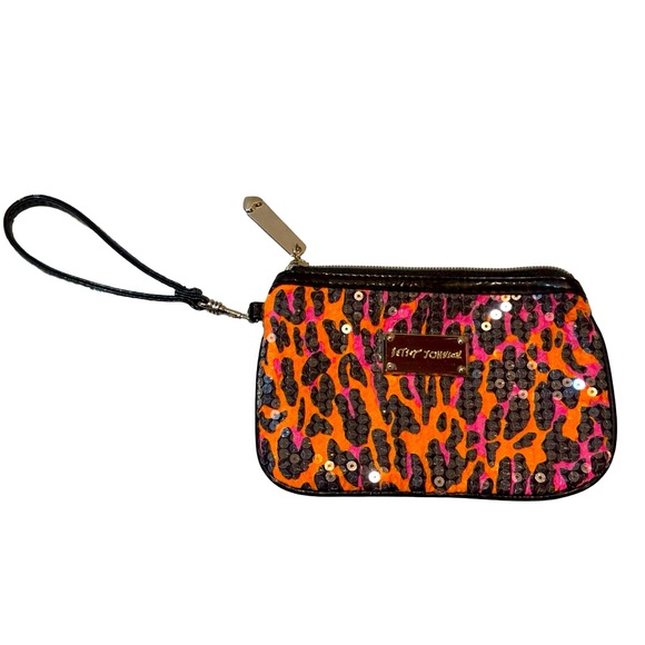 Betsey Johnson Multicolor‎ Sequin Wristlet in Animal Print - Picture 1 of 8